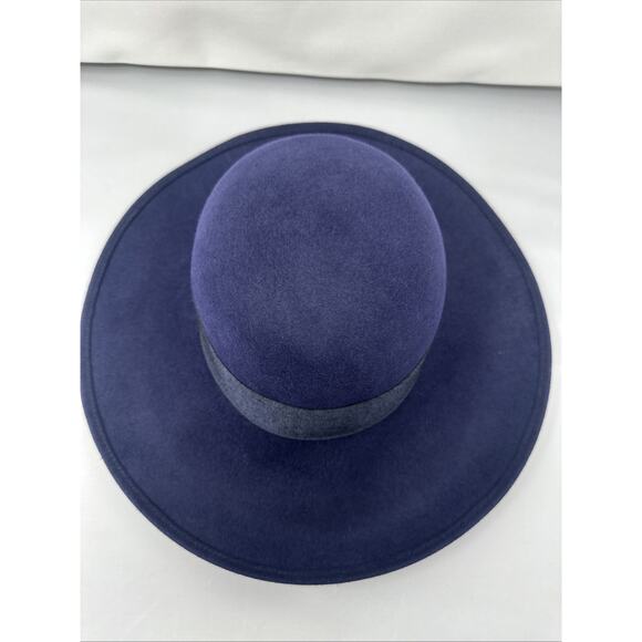 Saks Fifth Ave Blue Vintage Brim Hat Made In Italy Great Condition Rabbit Hair - Picture 2 of 12